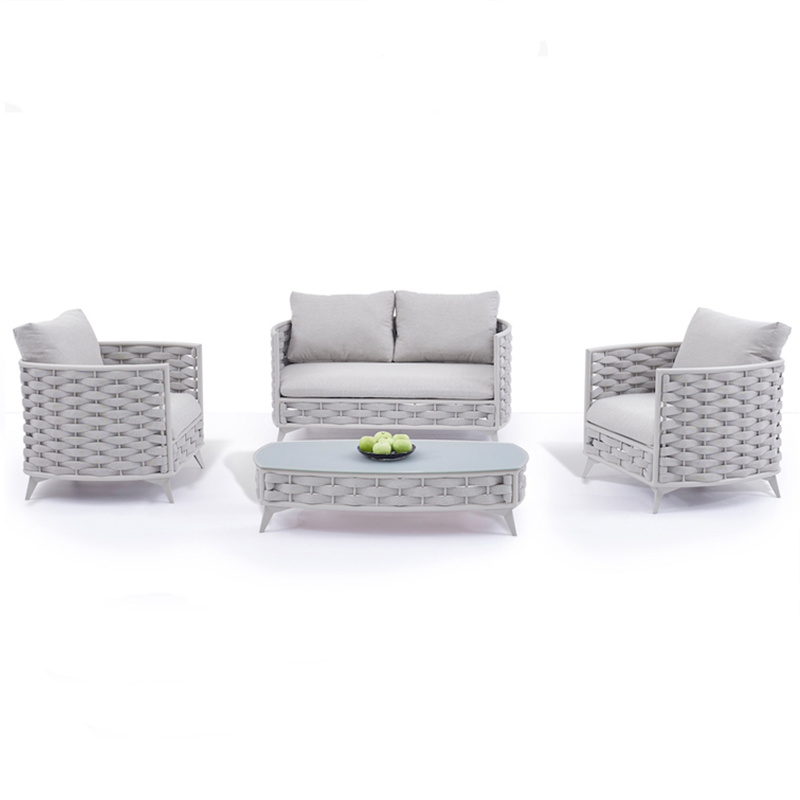 Luxuriöses Terrassensofa, Sitz im Freien, Gartenmöbel aus Seilgeflecht