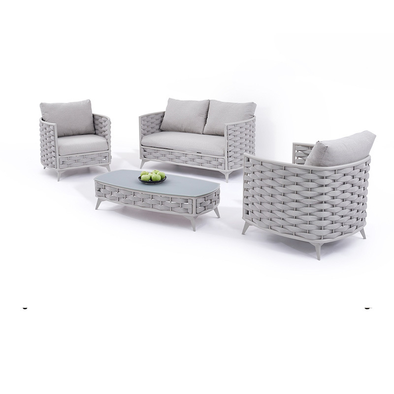 Luxuriöses Terrassensofa, Sitz im Freien, Gartenmöbel aus Seilgeflecht