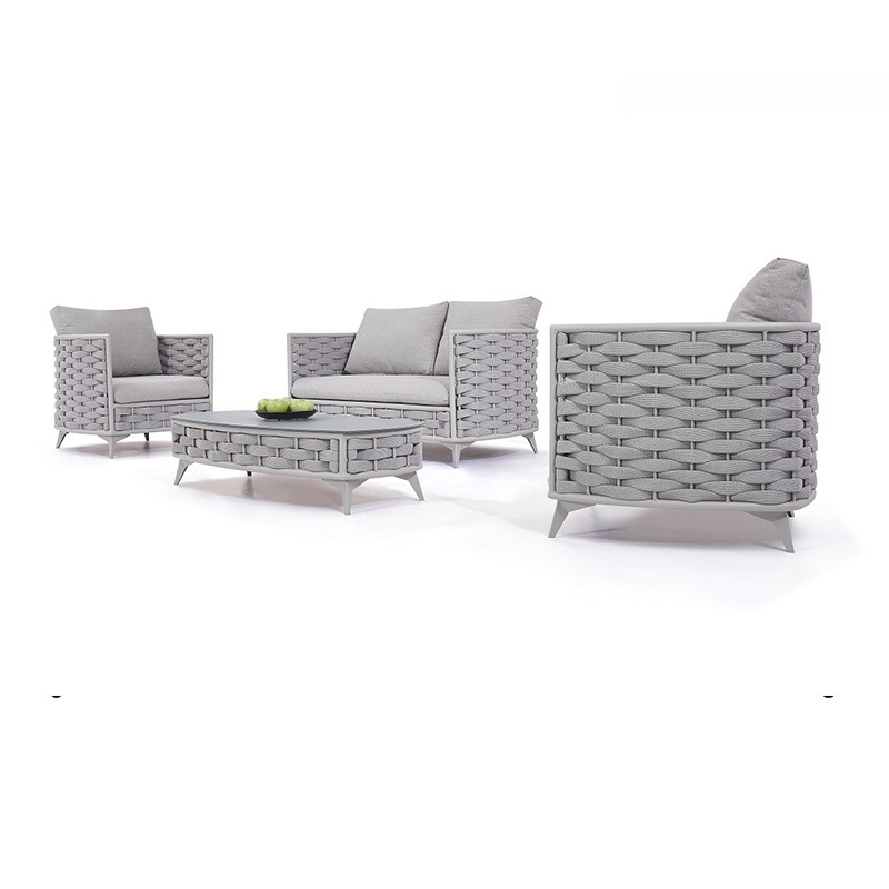 Luxuriöses Terrassensofa, Sitz im Freien, Gartenmöbel aus Seilgeflecht