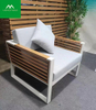 Extra tiefes Allwetter-Gartensofa-Set aus Aluminium und Teakholz 